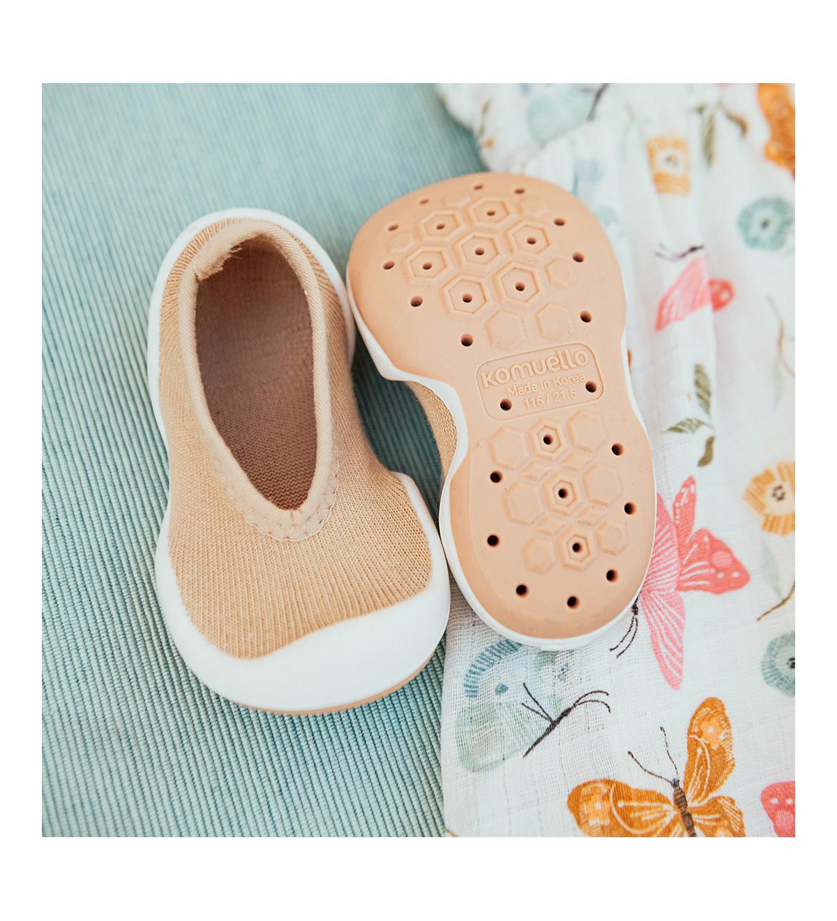 Infant Girl Boy Breathable Washable Non-Slip Sock Shoes Flat - Latte