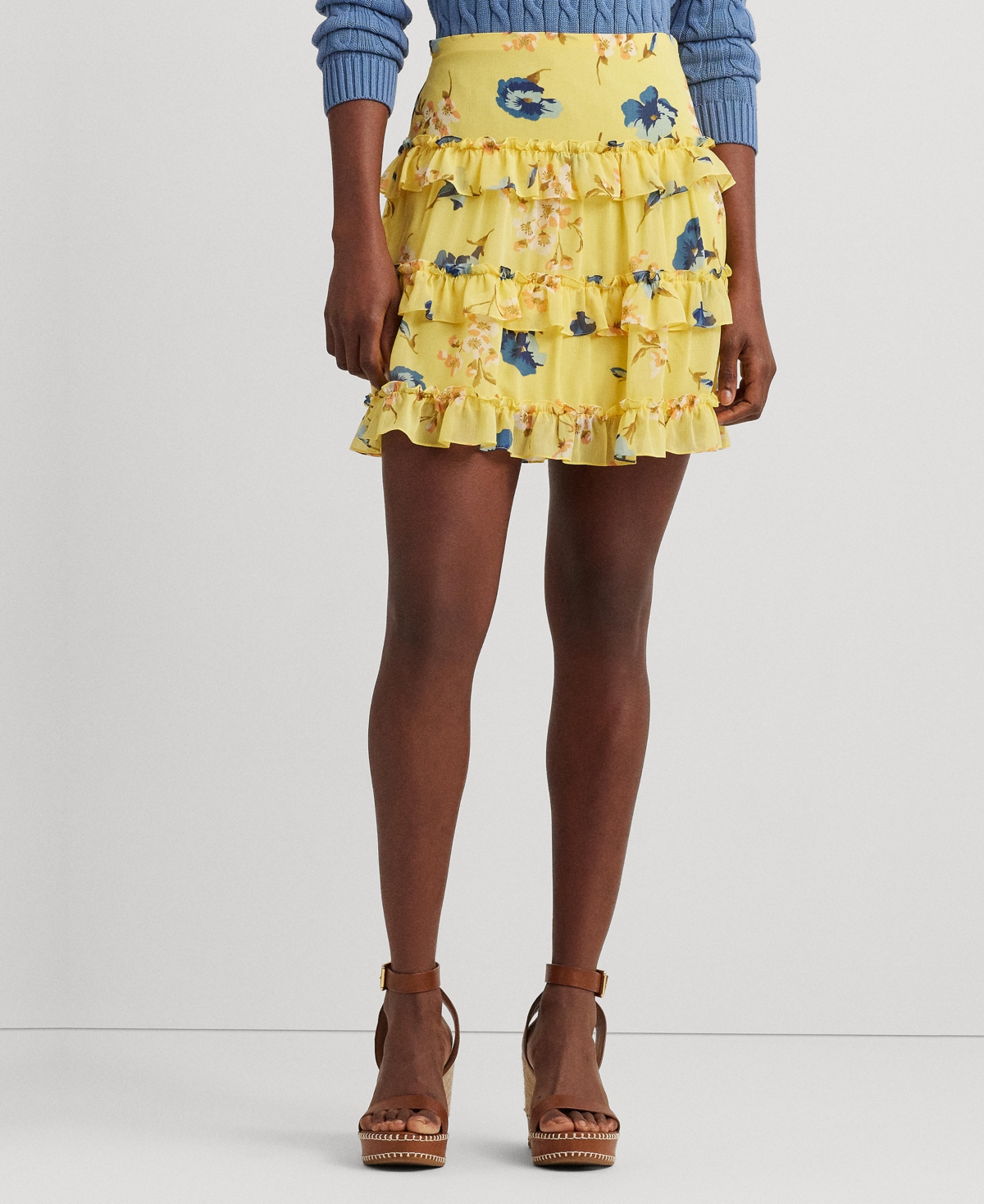Shop Lauren Ralph Lauren Women's Ruffled Miniskirt In Yellow