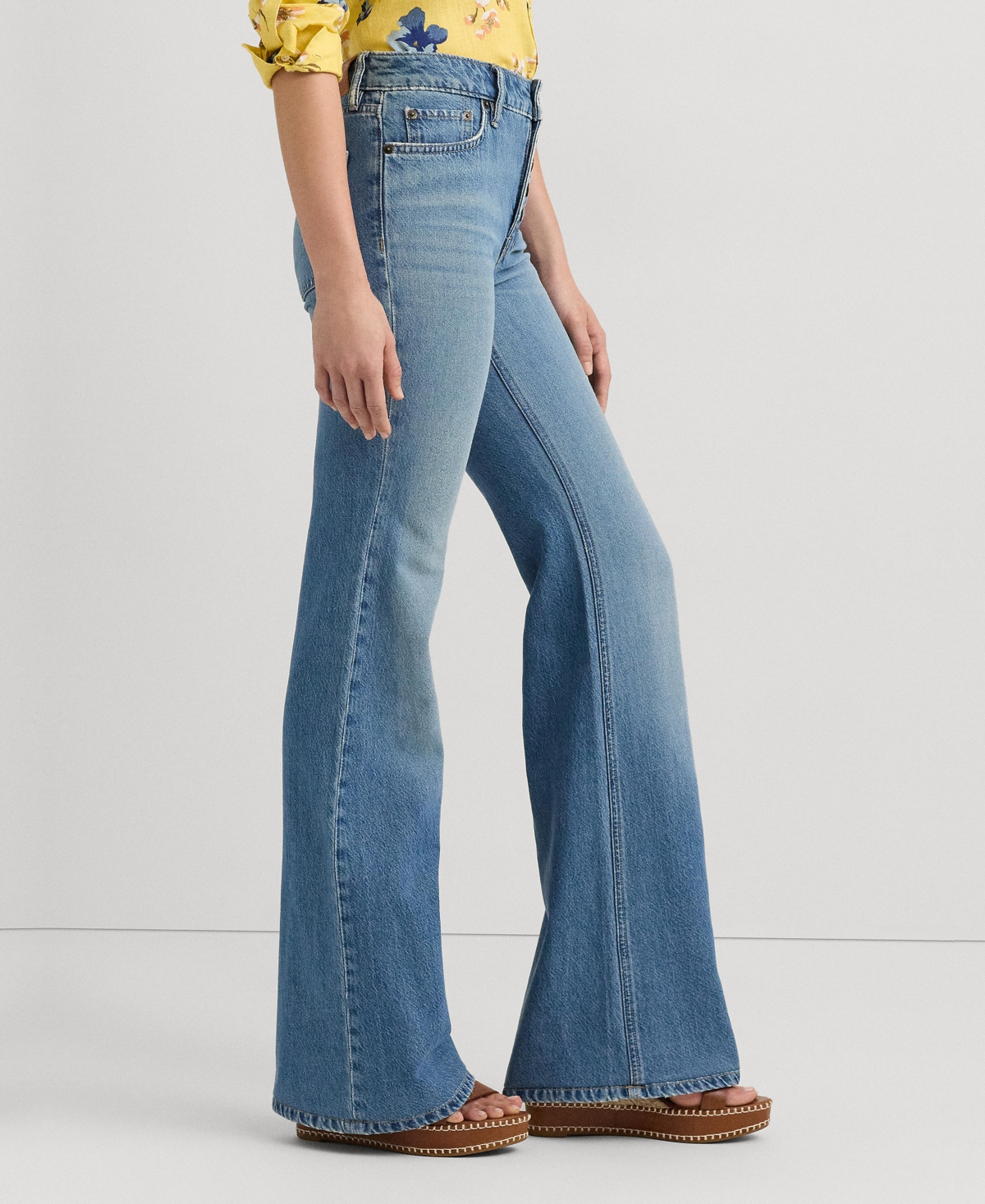 Shop Lauren Ralph Lauren Women's High-rise Flare Jeans In Blue Wash
