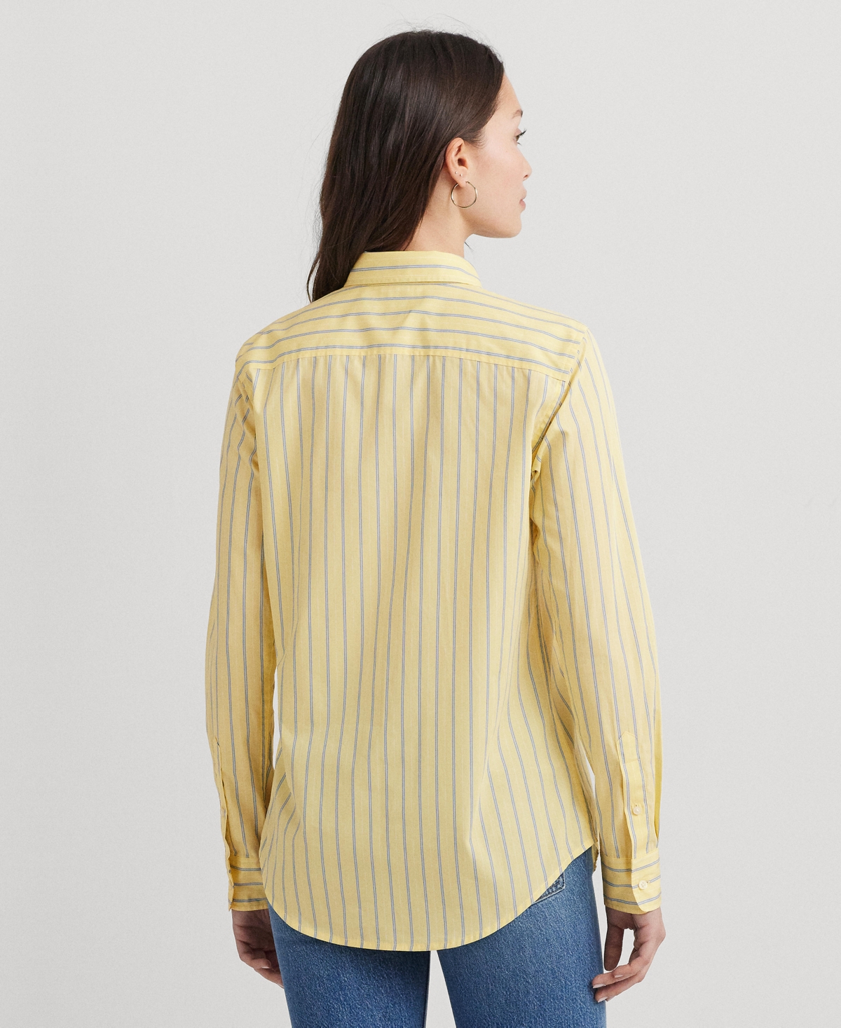 Shop Lauren Ralph Lauren Women's Cotton Striped Shirt In Yllw Mlti