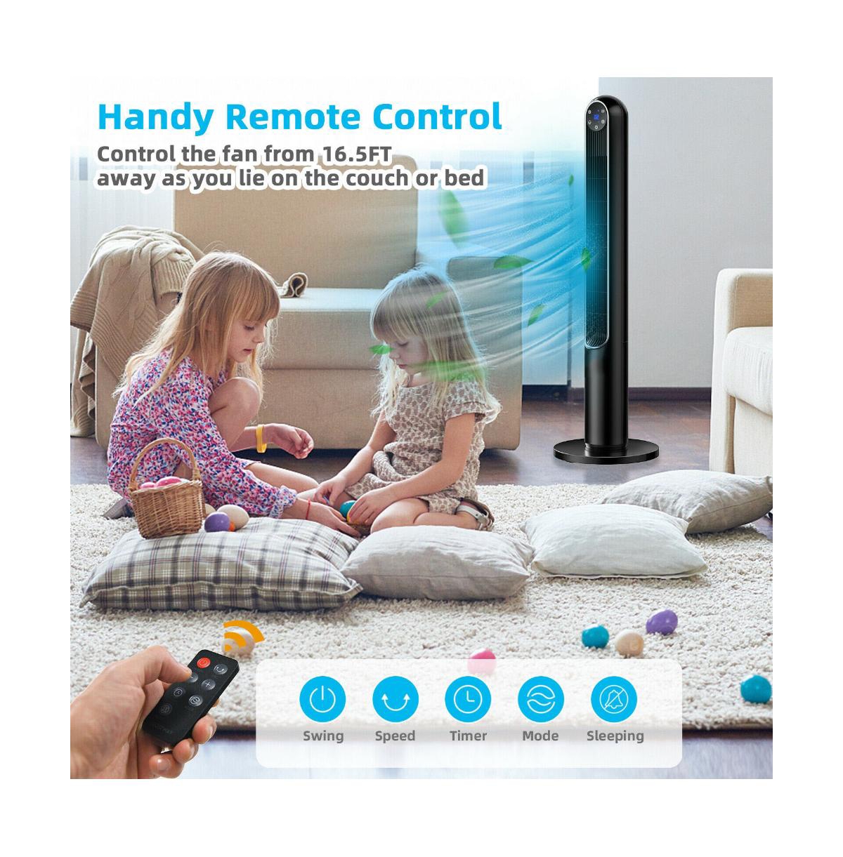 Slickblue Inch 80 Degree Tower Fan with Smart Display Panel and Remote Control