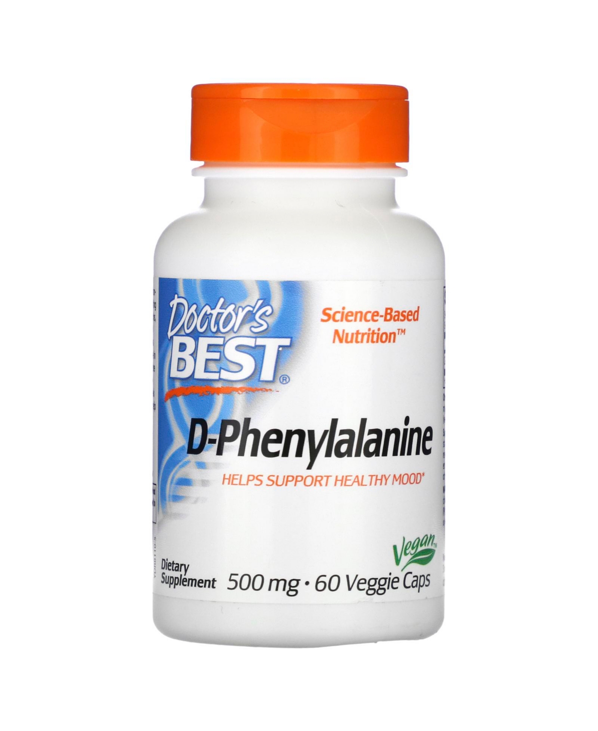 D-Phenylalanine 500 mg - 60 Veggie Caps - Assorted Pre-pack (See Table