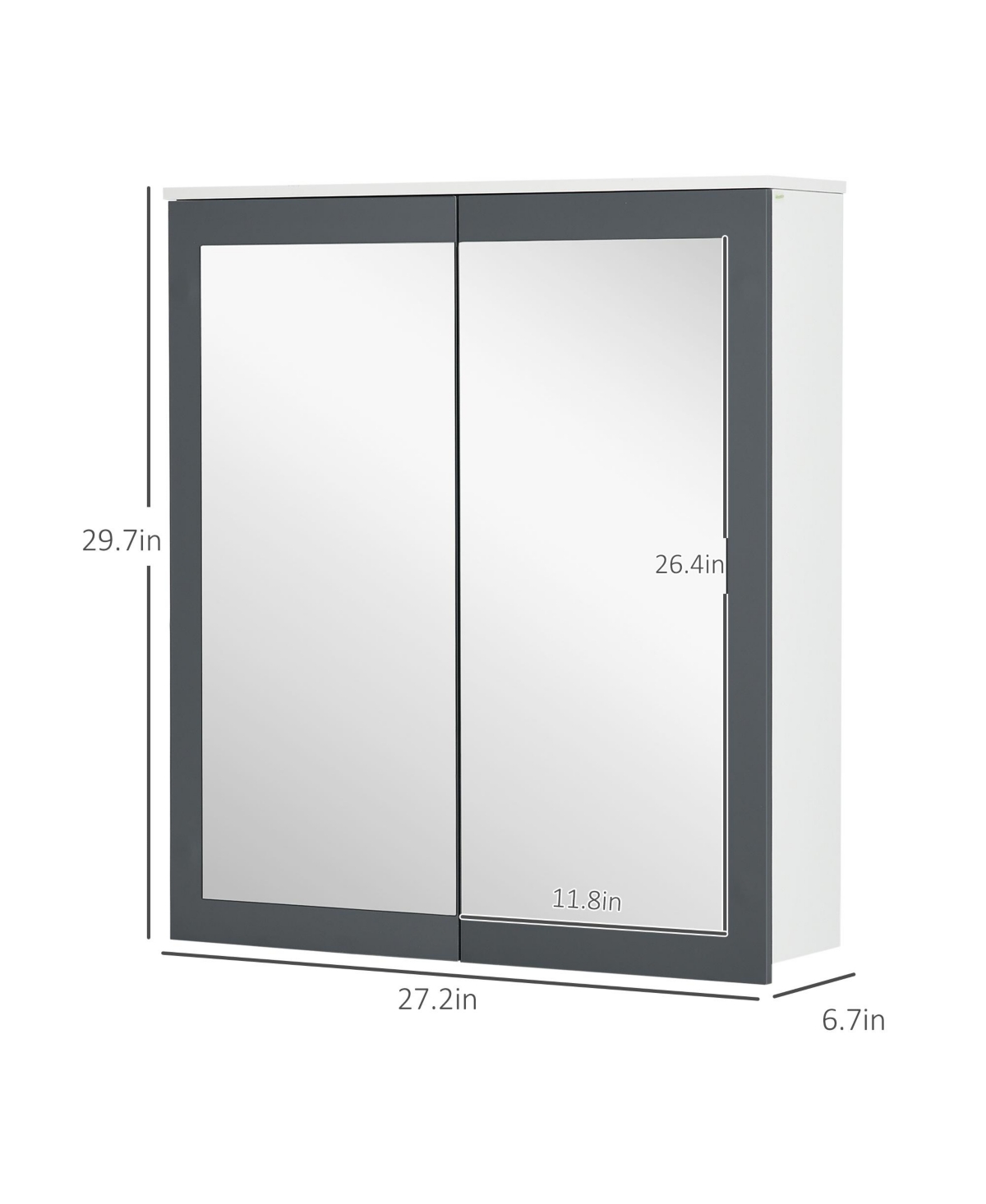 kleankin Bathroom Medicine Cabinet Wall Mounted with 2 Doors,- White