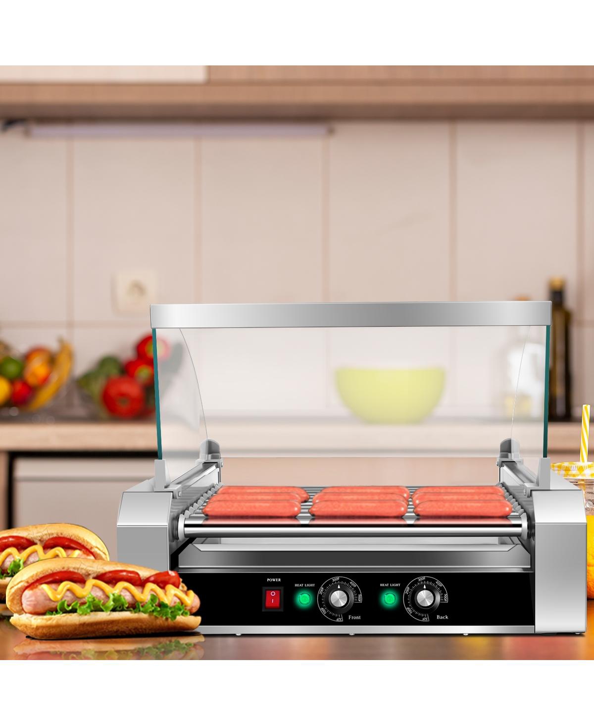 Slickblue Stainless Steel Commercial 11 Roller Grill and 30 Hot Dog Cooker Machine
