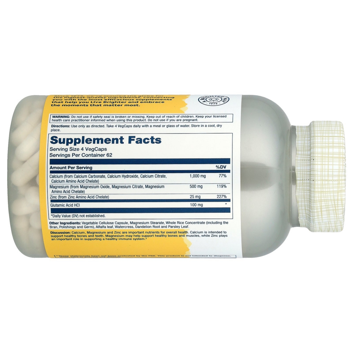 Solaray Calcium Magnesium Zinc - 250 VegCaps