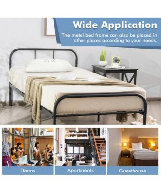 Modern Metal Bed Frame with Curved Headboard and Footboard