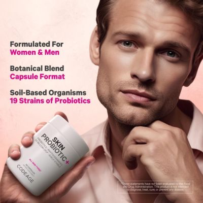 Skin Probiotics + Prebiotics - Skin Care Routine Supplement - 50 Billion CFU - Ayurvedic Botanical Herbs - Face Probiotics, 60 Capsules