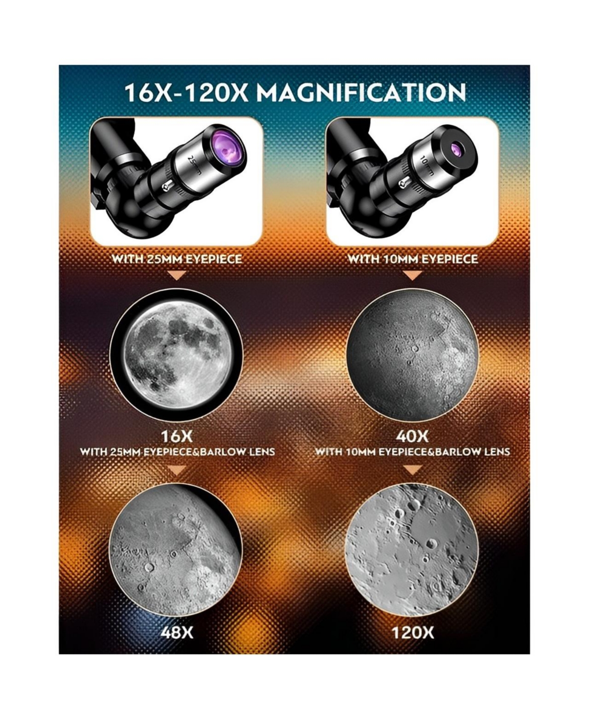 Sugift Telescope 70mm Aperture 400mm Az Mount Telescope with Stand and Phone Adapter for Kids, Adults and Beginners- White