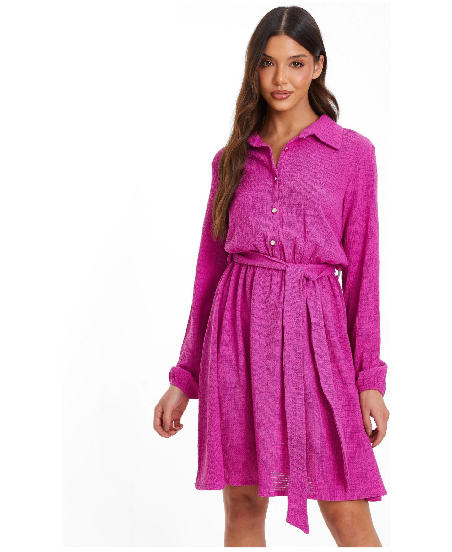 Женское платье QUIZ Textured Jersey Shirt Dress, цвет: Фиолетовый — фото 1