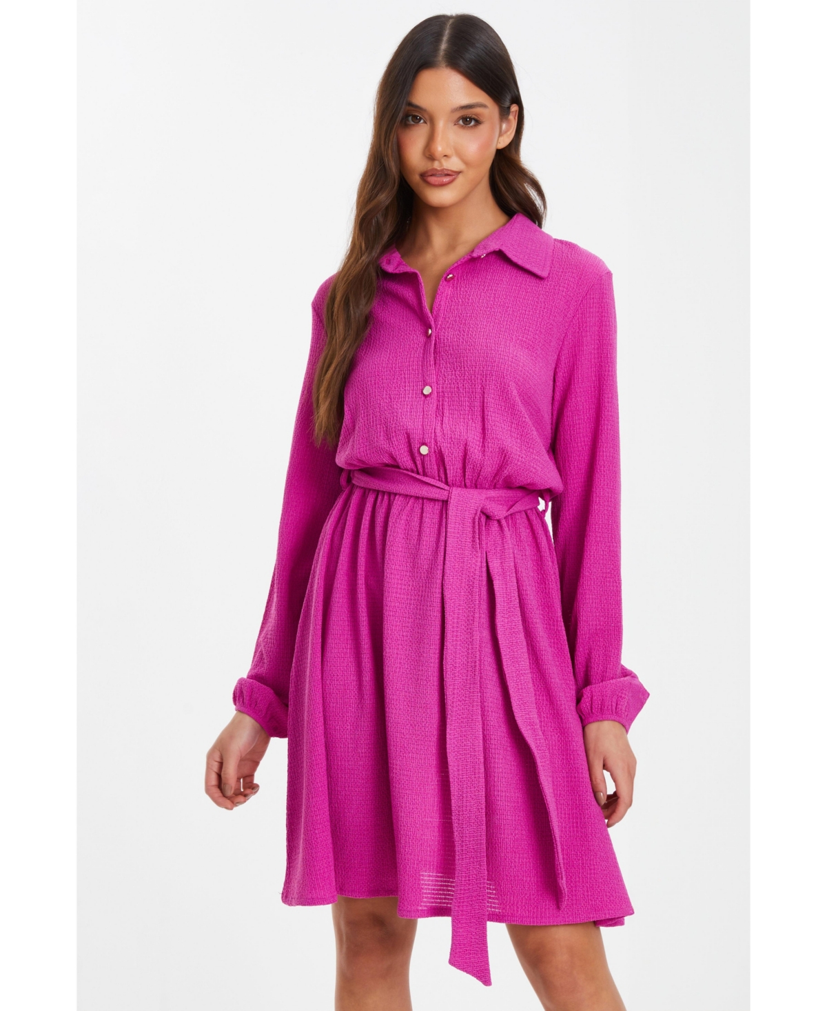 Women's Textured Jersey Shirt Dress - Purple