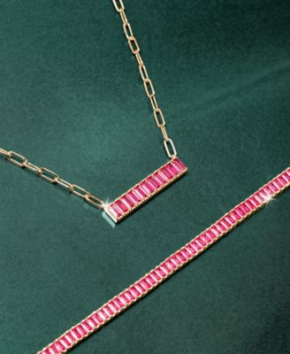 Nano Emerald Color Baguette Tennis Bracelet (3 ct. t.w.) in Gold Vermeil (Also in Nano White Sapphire Color, Nano Ruby Color, & Nano Blue Sapphire Color), Created for Macy's