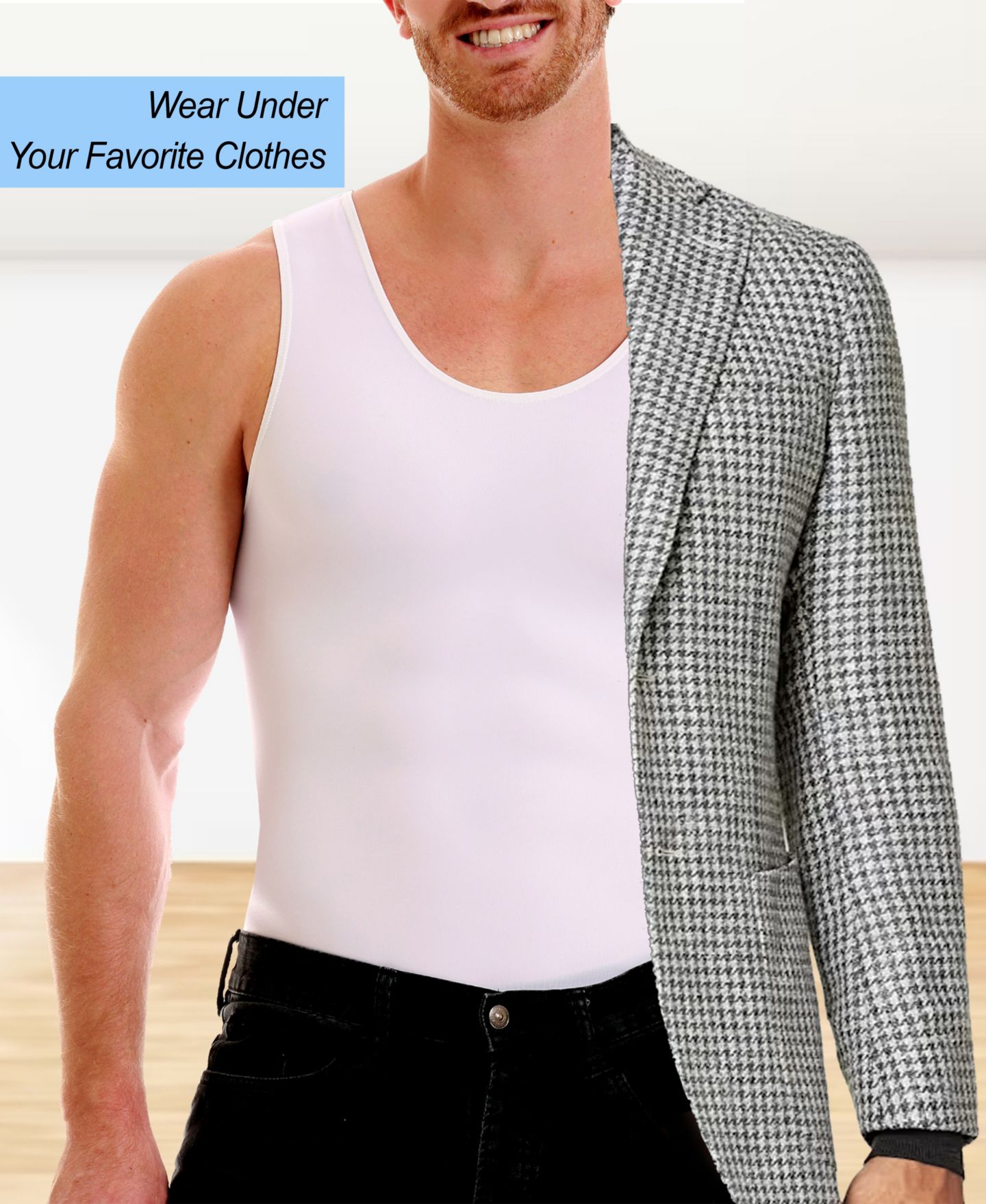 Мужской топ Instaslim Power Mesh Compression Muscle Tank Top, цвет: Чёрный — фото 9
