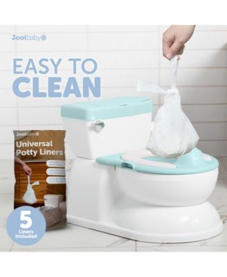 Real Feel 2-in-1 Potty with Wipes Storage, Flushing Sounds & Disposable Liners - Realistic Toilet - Easy to Clean & Assemble - (Aqua)