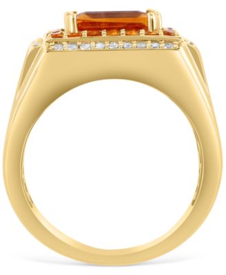 EFFY&reg; Men's Citrine (3-1/2 ct. t.w.) & White Topaz (1/10 ct. t.w.) in Gold-Plated Sterling Silver
