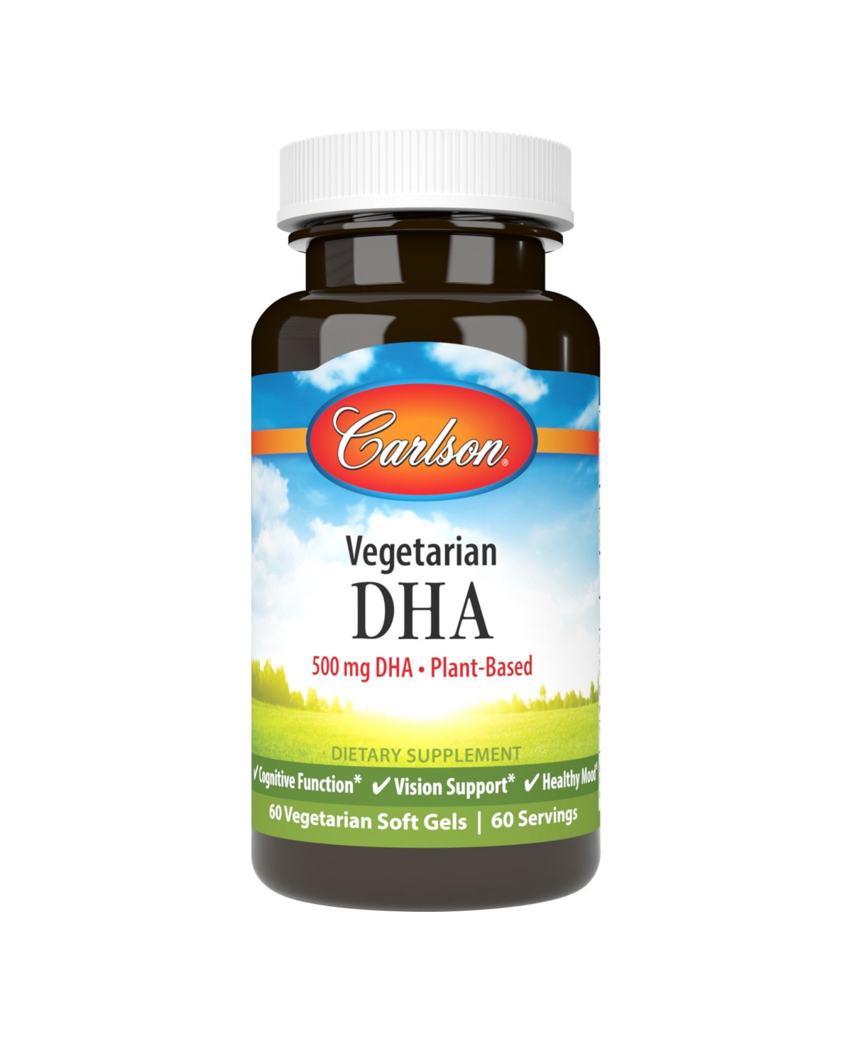 Carlson - Vegetarian Dha, 500 mg Dha, Plant Based, Sustainably Sourced From Algae, 60 Softgels