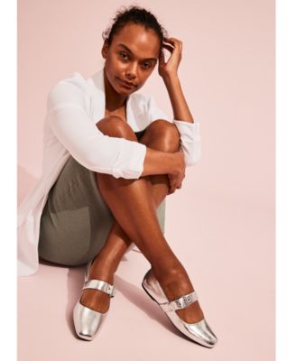 MALUQASS Women's Mesh Flats - Fishnet Mary Jane Shoes With Buckle Strap & Memory Foam