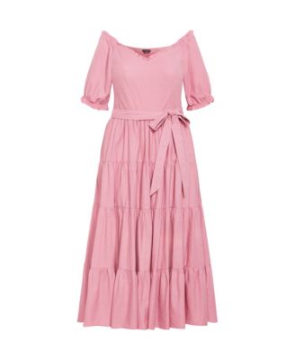 Plus Size Puffed Sleeve Maxi Dress