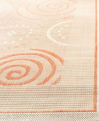 MANUFACTURER'S CLOSEOUT! "Courtyard" Indoor/Outdoor CY1906-3201 Natural/Maroon Area Rug, 5' 3" x 7' 7"