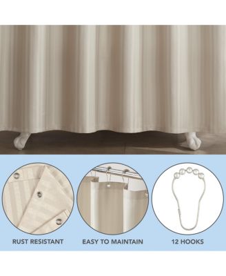 Host & Home Damask Shower Curtain Set, 72x72 Inch Polyester Curtain with Weighted Hem, Rust Proof Grommets & 12 Metal Rings