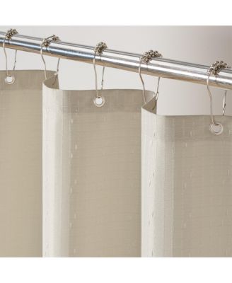 Raindrop Stripe Textured Shower Curtain Set with 12 Metal Rolling Rings, Weighted Hem, Rust-Proof Grommets, Fine 100% Polyester Yarn