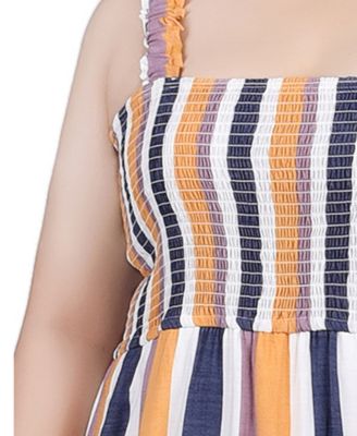 Plus Size Smocked-Bodice Tiered Dress