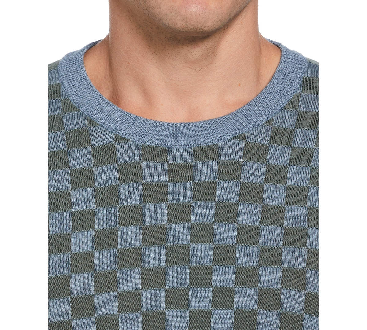 Shop Perry Ellis Men's Short Sleeve Geo Pattern Sweater In Citadel