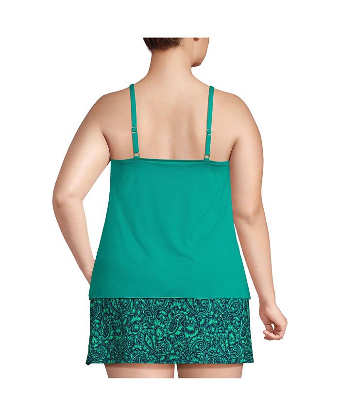 Lands' End Plus Size Long Torso Chlorine Resistant Tulip Hem Tankini