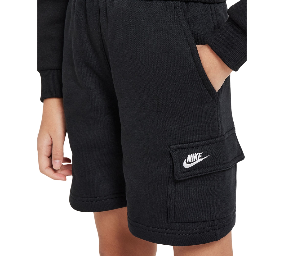 Nike Big Kids Sportswear Club Fleece Cargo Shorts -black/white