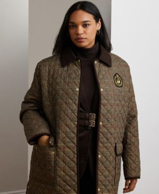 Lauren Ralph Lauren Plus Size Collared Quilted Coat - Macy's