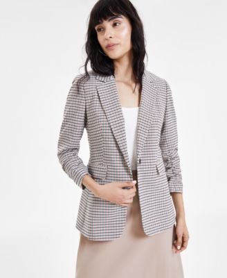 Bar III - Women's Plaid One-Button Blazer