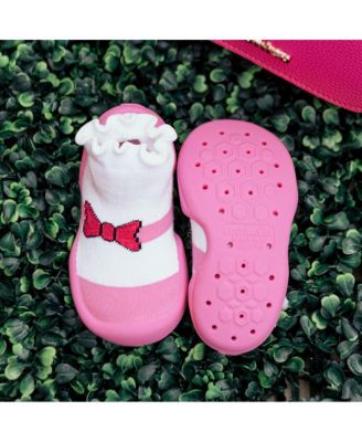 Infant Girl Breathable Washable Non-Slip Sock Shoes Mary Jane Bow