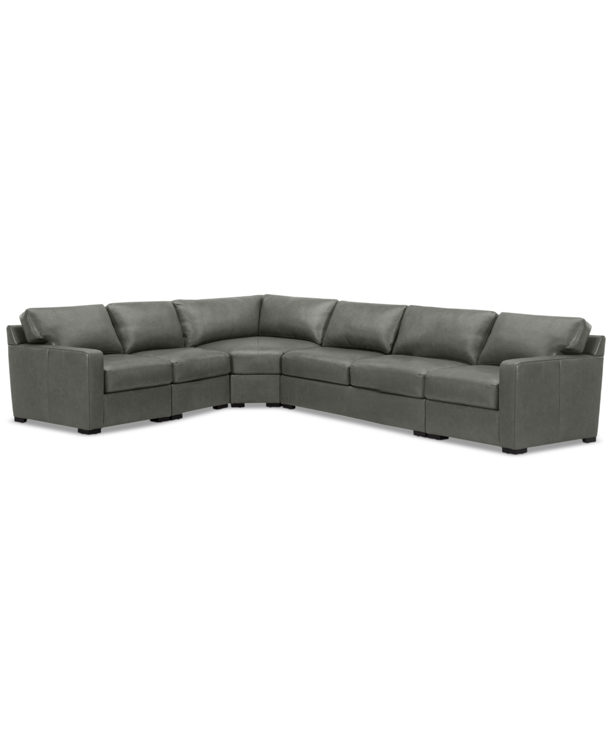Shop Macy's Radley 148" 5-pc. Leather Wedge L Shape Modular Sectional, Created For  In Anthracite