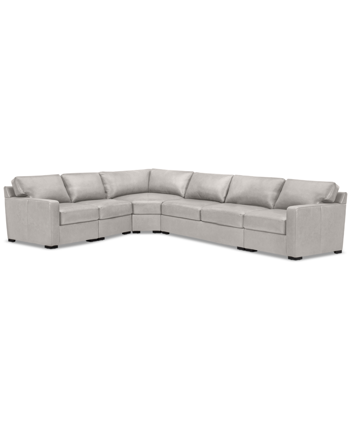 Shop Macy's Radley 148" 5-pc. Leather Wedge L Shape Modular Sectional, Created For  In Ash