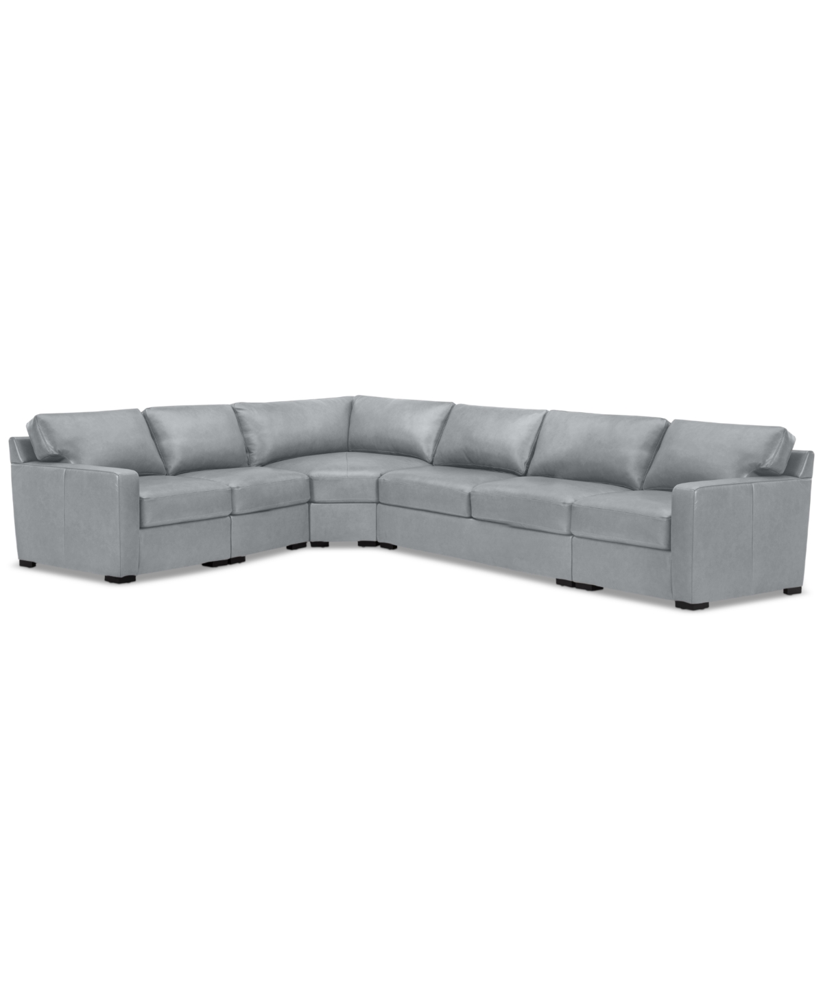 Shop Macy's Radley 148" 5-pc. Leather Wedge L Shape Modular Sectional, Created For  In Light Grey