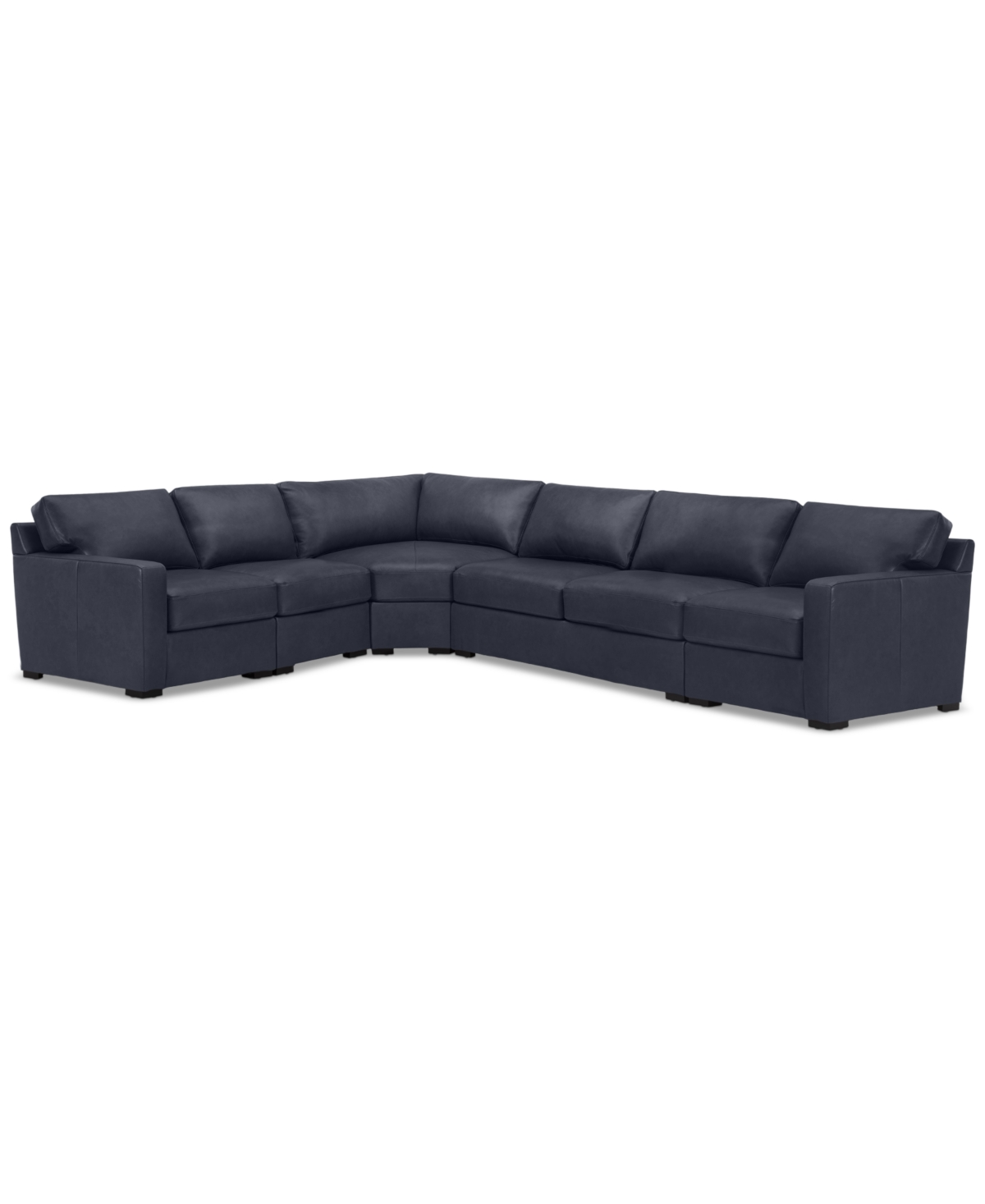 Shop Macy's Radley 148" 5-pc. Leather Wedge L Shape Modular Sectional, Created For  In Navy