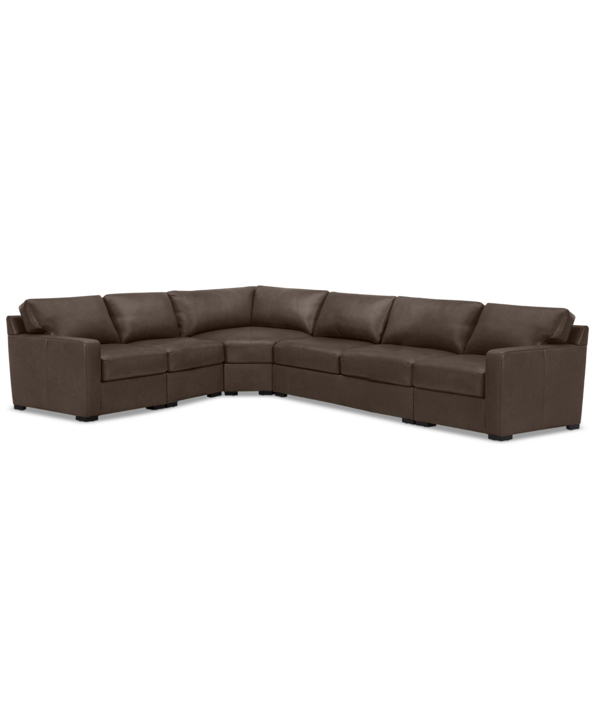 Shop Macy's Radley 148" 5-pc. Leather Wedge L Shape Modular Sectional, Created For  In Chocolate