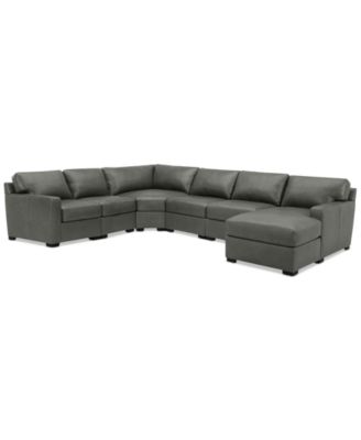 Radley 141" 6-Pc. Leather Wedge Modular Chaise Sectional