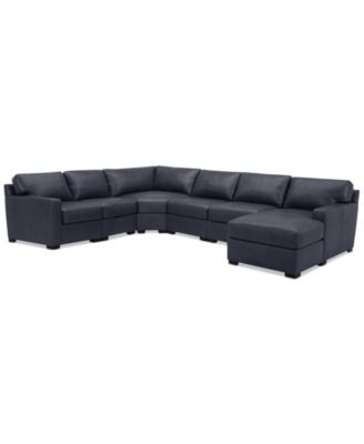 Radley 141" 6-Pc. Leather Wedge Modular Chaise Sectional