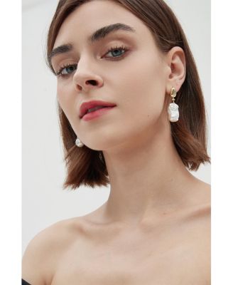 Doris Large Freshwater Baroque Pearl Drop Earrings