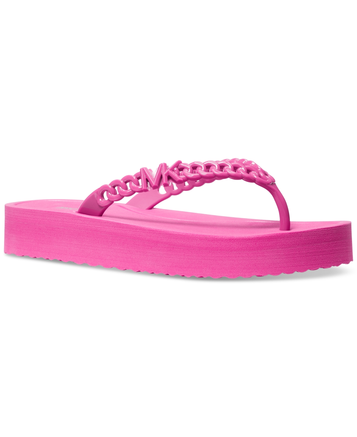 Shop Michael Kors Michael  Zaza Slip-on Platform Flip Flop Sandals In Cerise