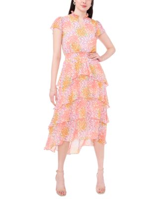 Sam & Jess - Women's Printed Smocked Tiered Midi Dress