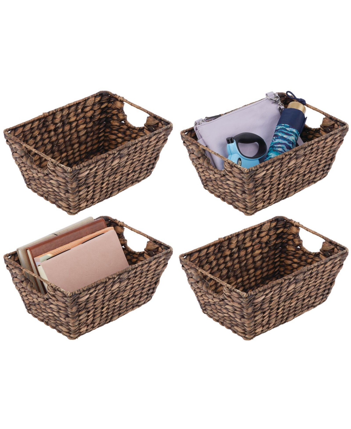 Hyacinth Home Storage Basket for Cube Furniture, 4 Pack - Dark brown