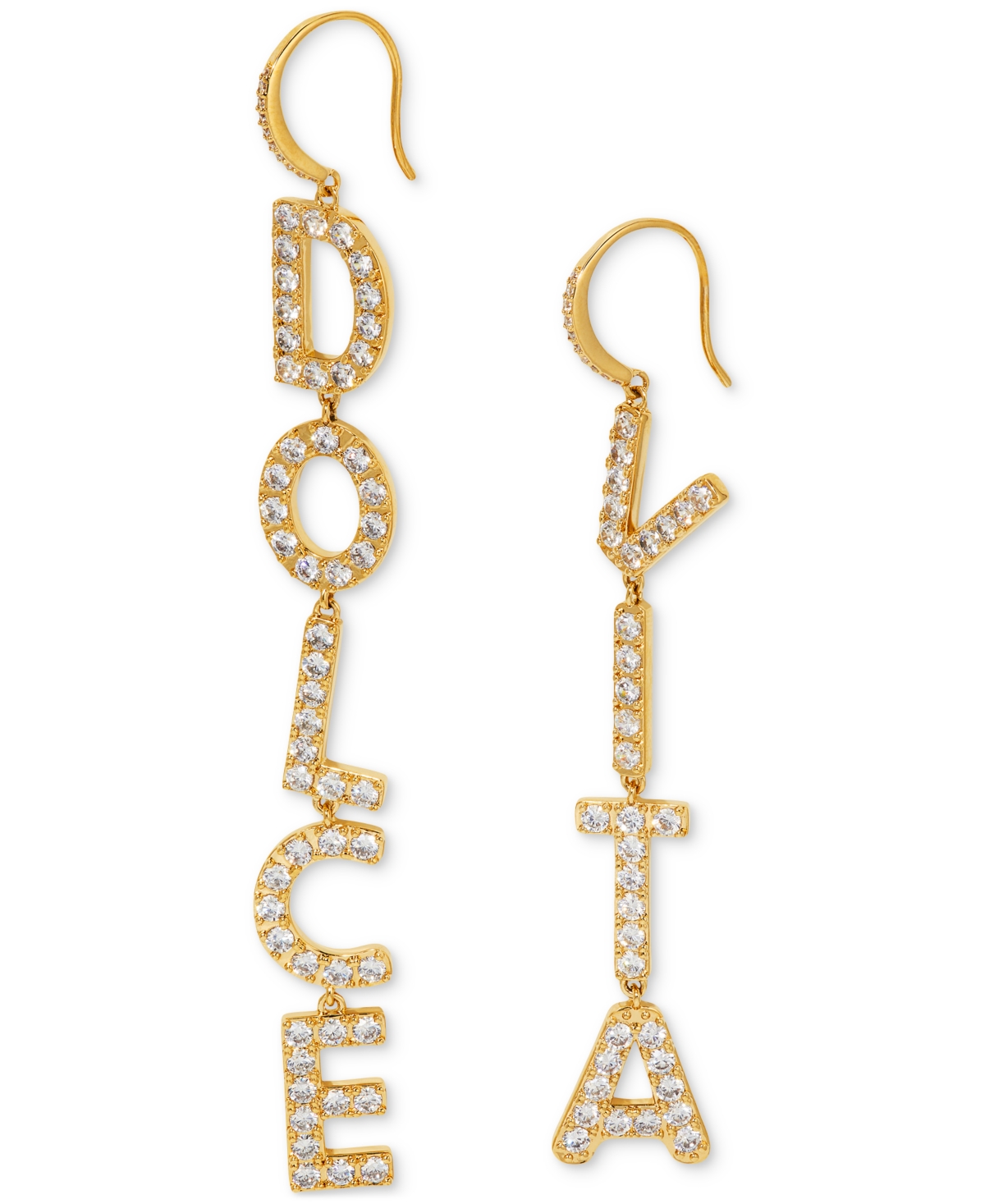 Ajoa by Nadri 18k Gold-Plated Pave "Dolce Vita" Linear Drop Earrings - Gold