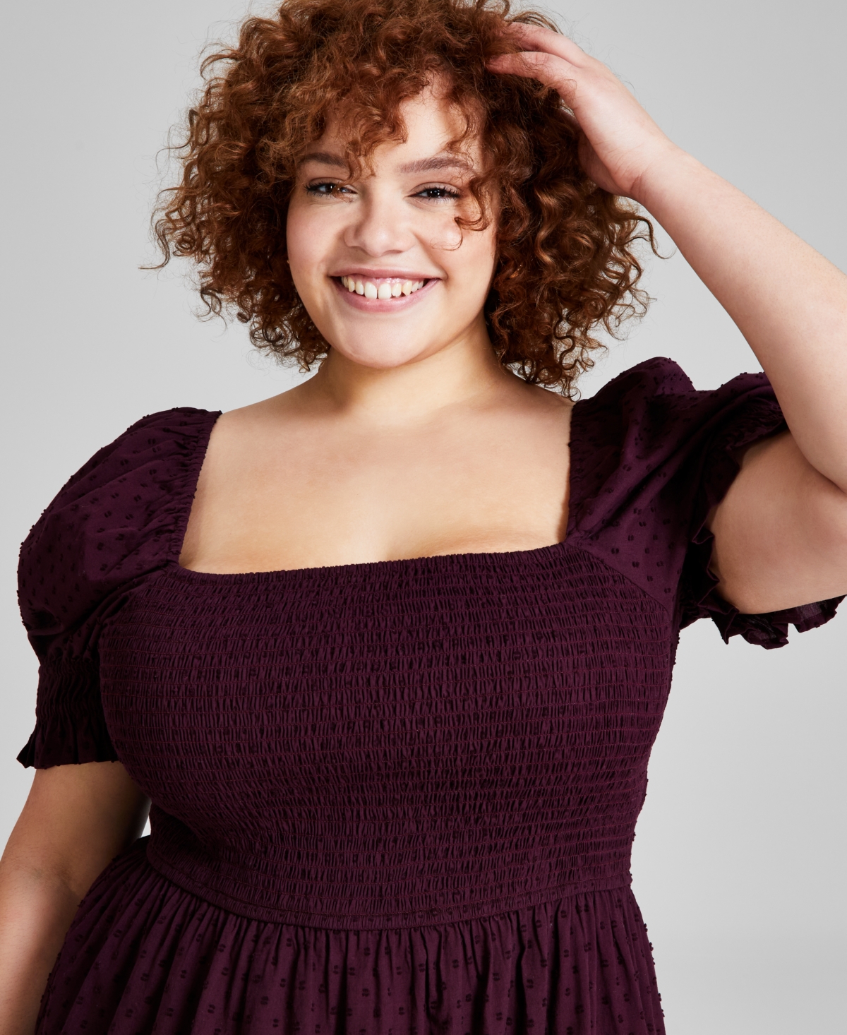 And Now This Trendy Plus Size Puff-Sleeve Cotton Tiered Maxi Dress, Created for Macy's
