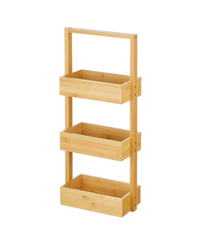 mDesign Free-Stand Wood Bamboo 3-Tiered Storage Rack Shelf for Bathroom ...