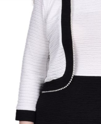 Petite 3/4 Sleeve Textured Knit 2 Piece Dress Set