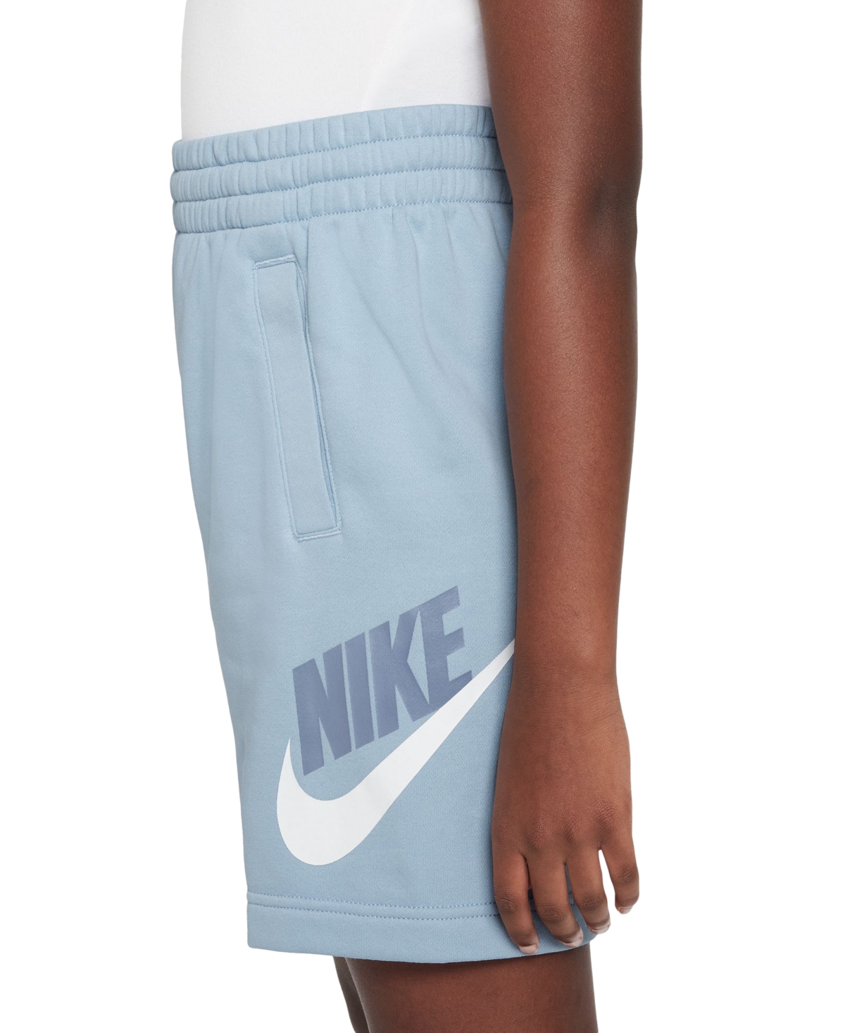 Nike Big Kids Sportswear Club Fleece Logo-Print French Terry Shorts -white/ashen Slate