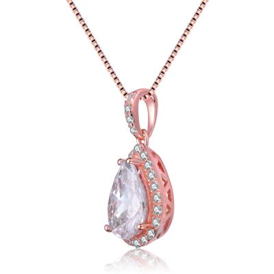 Sterling Silver with Clear Cubic Zirconia in Pear Shaped Pendant