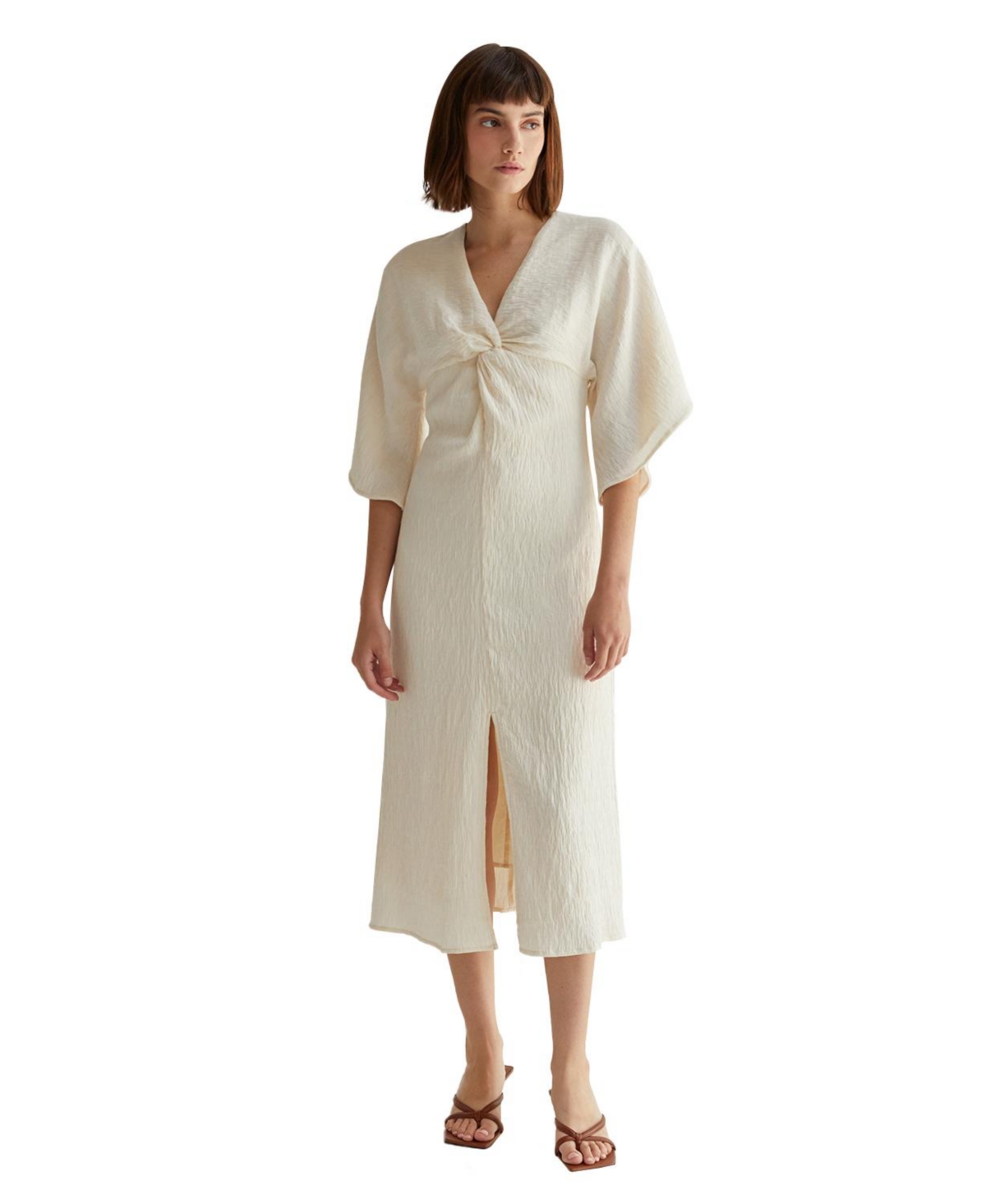 Women's Adelia Textured Woven Dress - Open white + cream