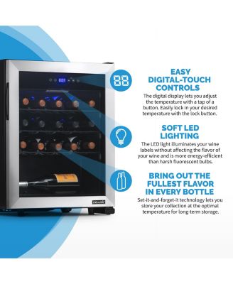 Freestanding 23 Bottle Compressor Wine Fridge in Stainless Steel, Adjustable Racks and Exterior Digital Thermostat